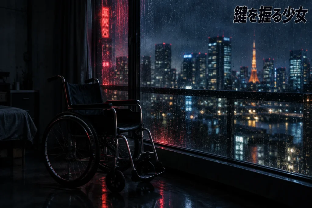 平手友梨奈がファブルで演じたヒナコのイメージ、車椅子と夜景をモチーフにした写真