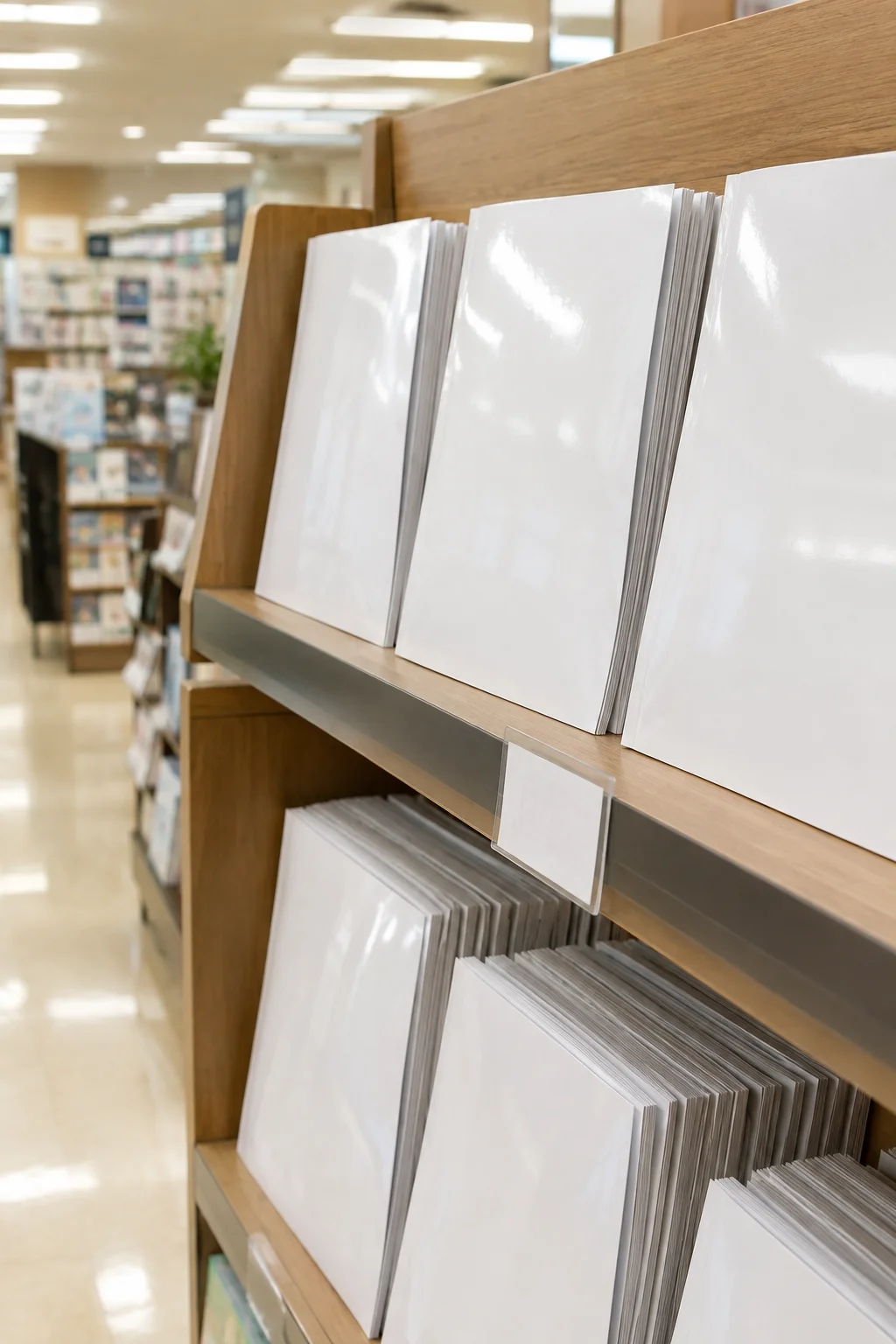雑誌のバックナンバーを探す書店の棚をイメージした写真