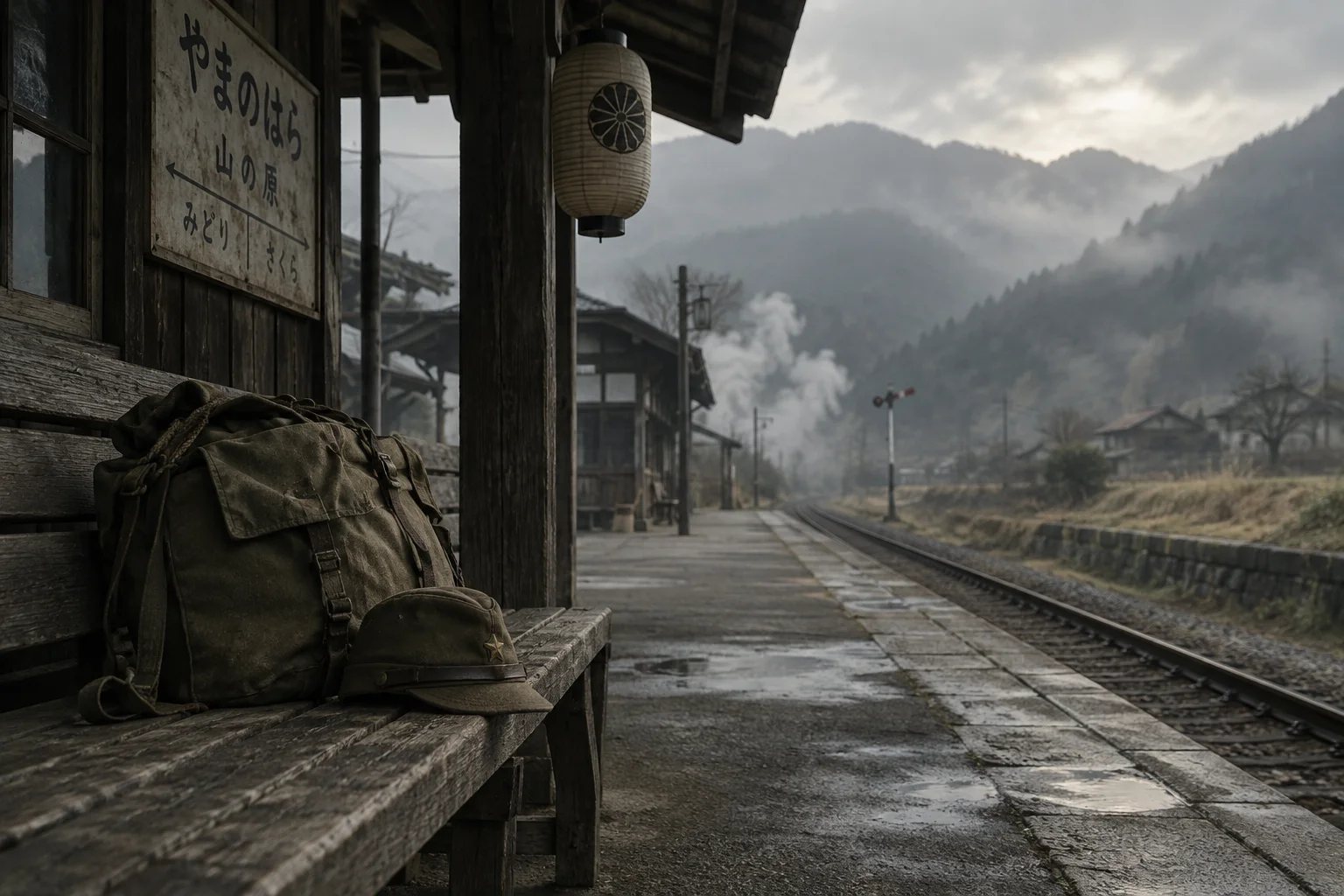 戦争による別れをイメージした、人のいない駅のホームの写真